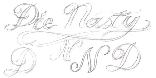  script font for DieNasty similar to script fonts of traditional tattoos